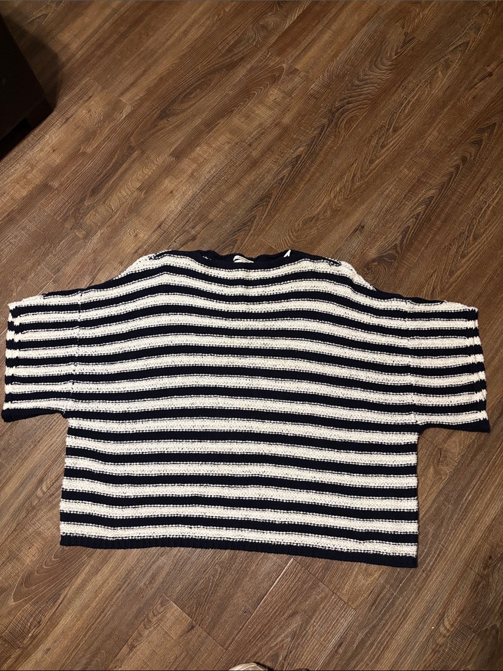 Women’s Anthropologie Navy and White Striped Crewneck Sweater